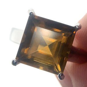 Smoky Quartz 5.26ct Rhodium Finish Solid 925 Sterling Silver Ring